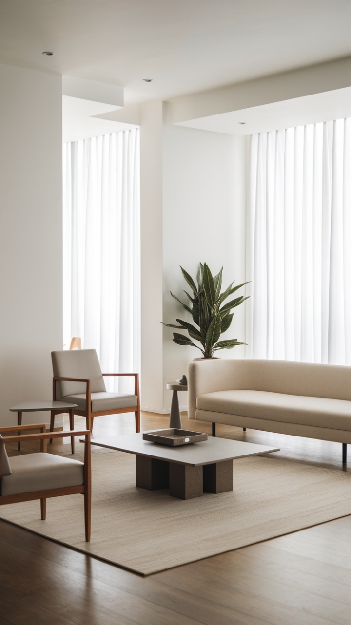 The Art of Simplicity: A Warm, Minimalist Living Room Celebrating Natural Beauty