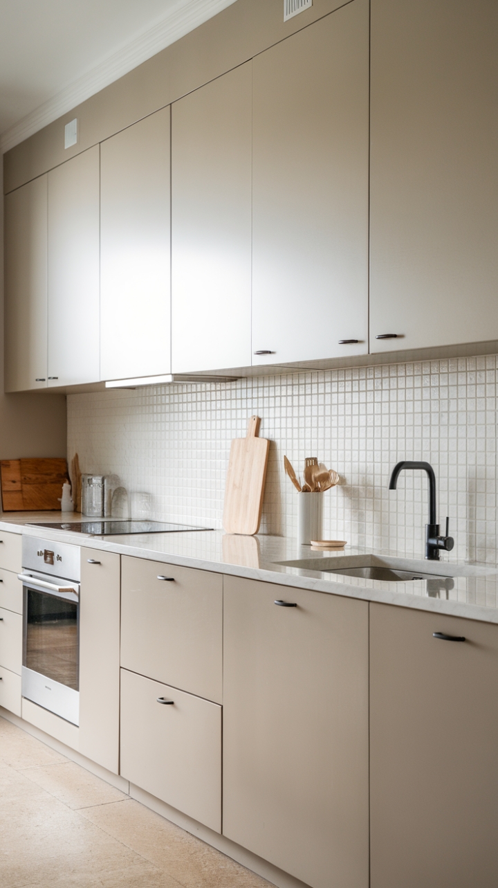Scandinavian Elegance: Minimalist Kitchen with Warm Wood Accents