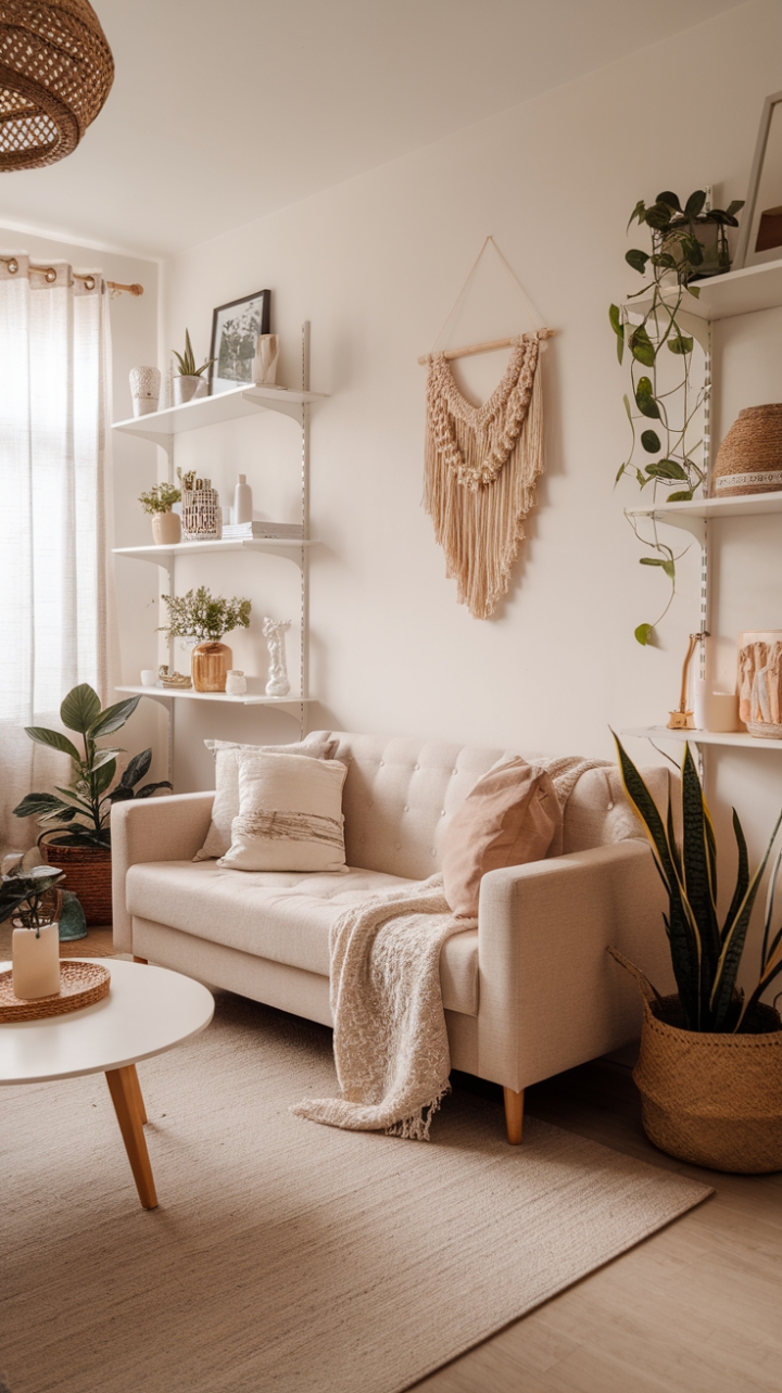 Serene Boho Retreat: Embracing Earthy Elegance in Minimalist Living