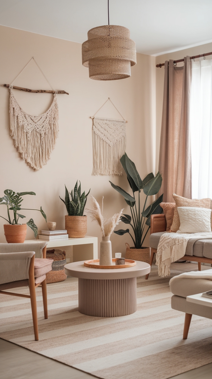 Serene Boho-Scandinavian Living Room Retreat