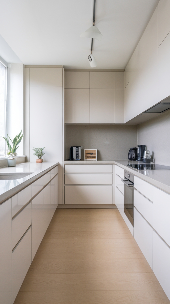 Modern Serenity: A Minimalist Kitchen with Warmth and Elegance