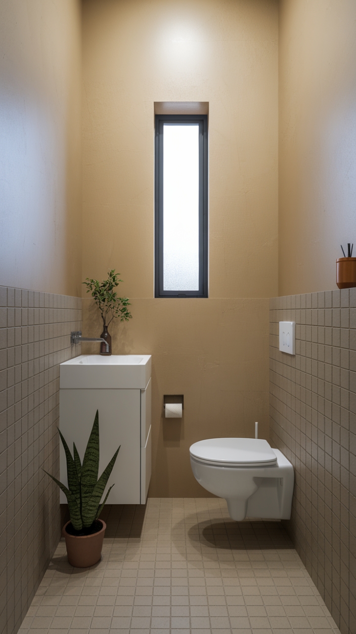 Minimalist Charm: Warm Beige Retreat with Green Touch