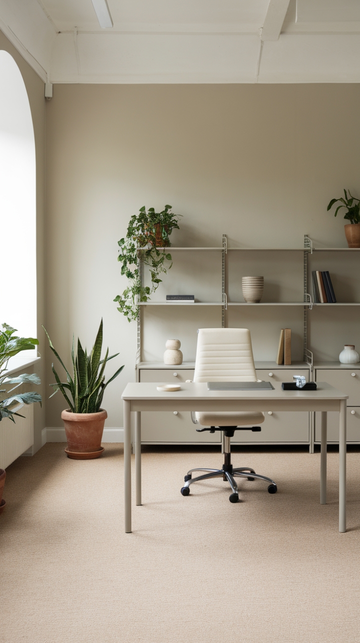 Tranquil Minimalist Office: Serenity in Simplicity