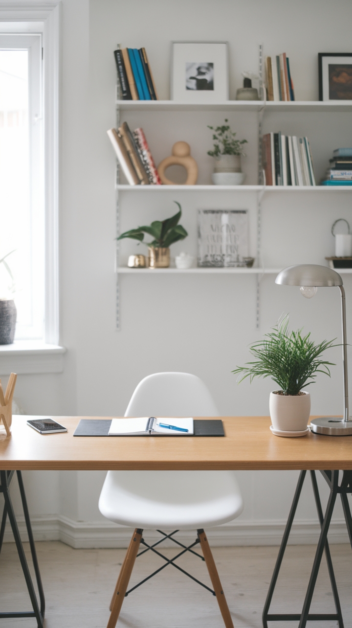Serene Minimalist Home Office with Natural Elegance