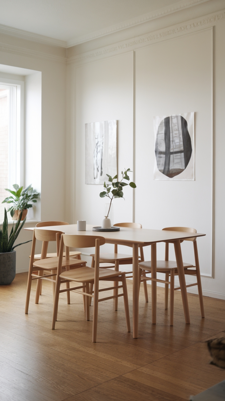 Elegant White & Wood Harmony in a Modern Dining Space