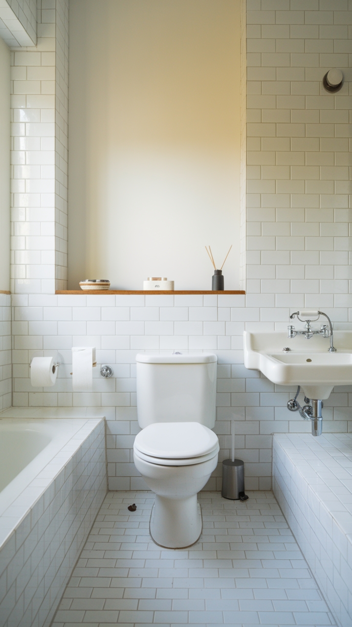 Elegant White Tile Sanctuary with Streamlined Fixtures