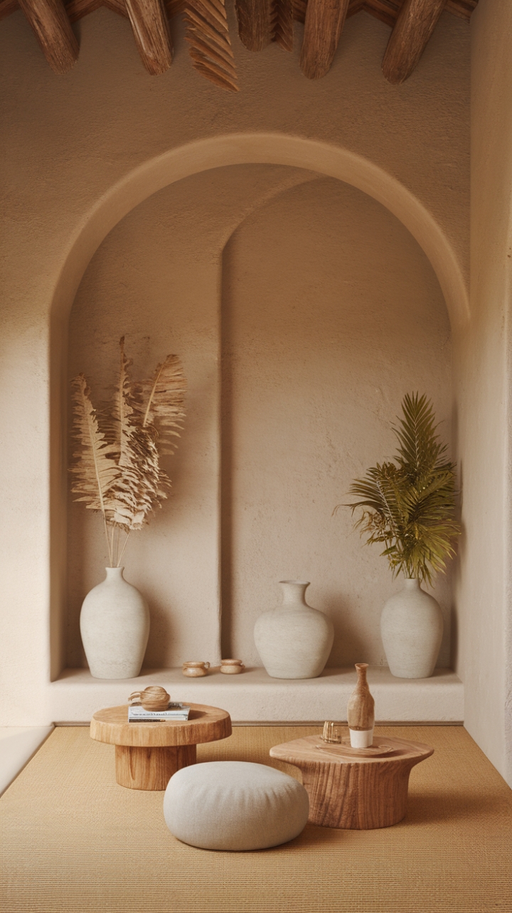 Minimalist Haven of Calm with Natural Elements and Warm Tones