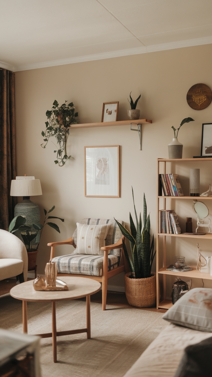 Serene Beige Retreat: Minimalist Elegance with Stylish Accents
