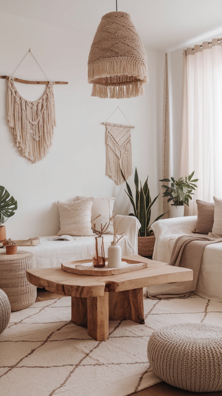 Harmonious Neutral Tones with Natural Elements for a Tranquil Space