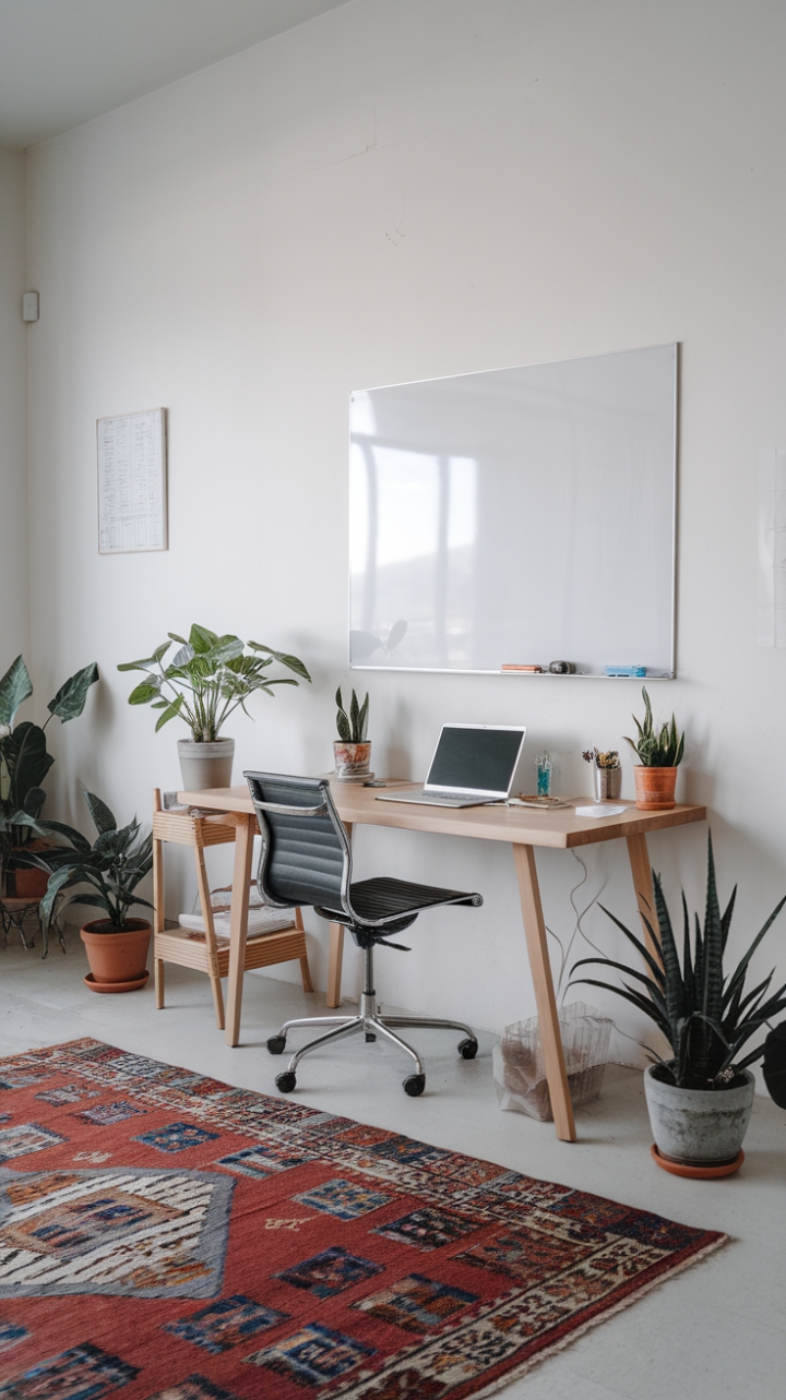 Serene Workspace: Elegance in Simplicity and Greenery