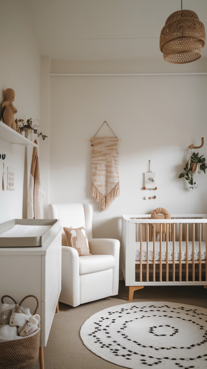 Tranquil Modern Nursery with Sleek Design and Subtle Accents