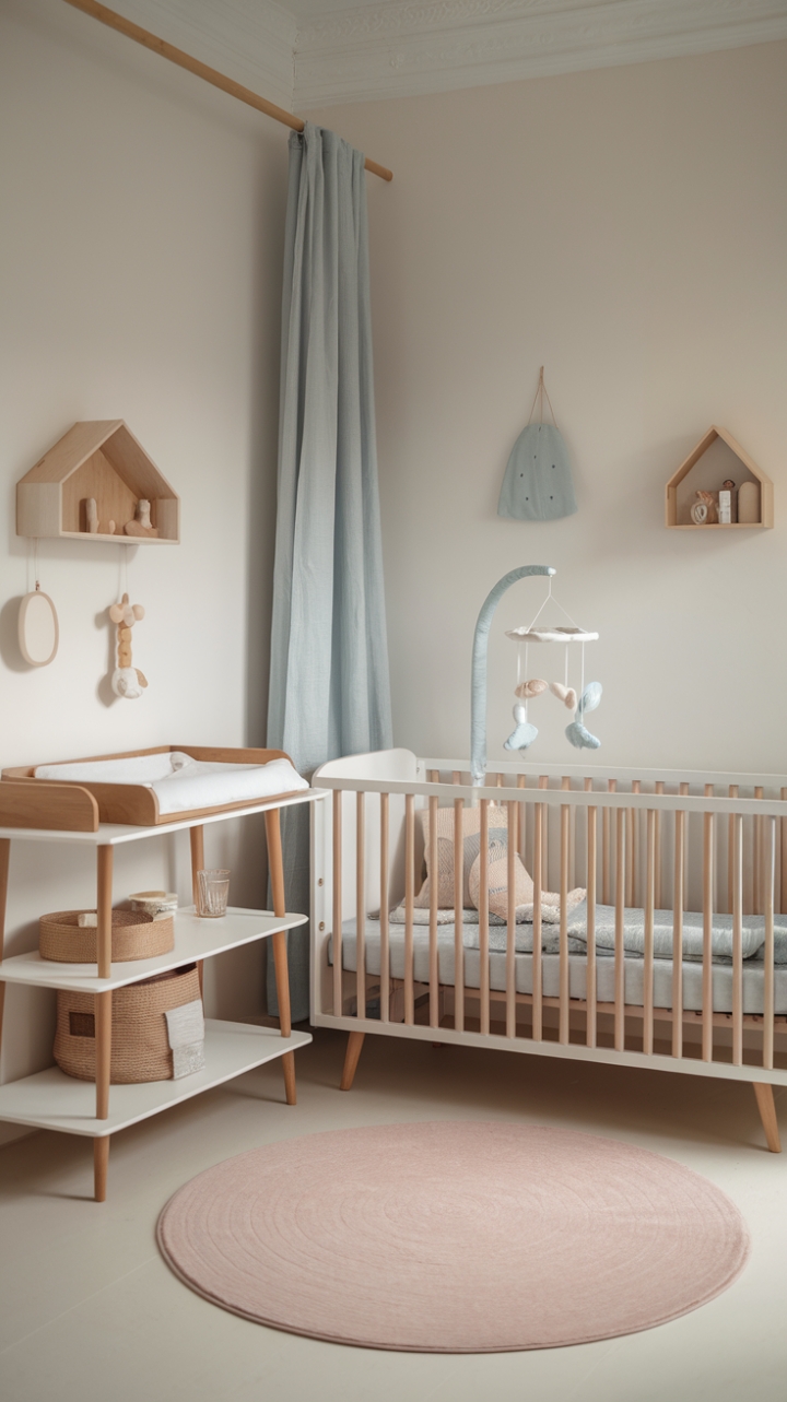 Tranquil Nordic Baby Room with Neutral Tones and Gentle Accents