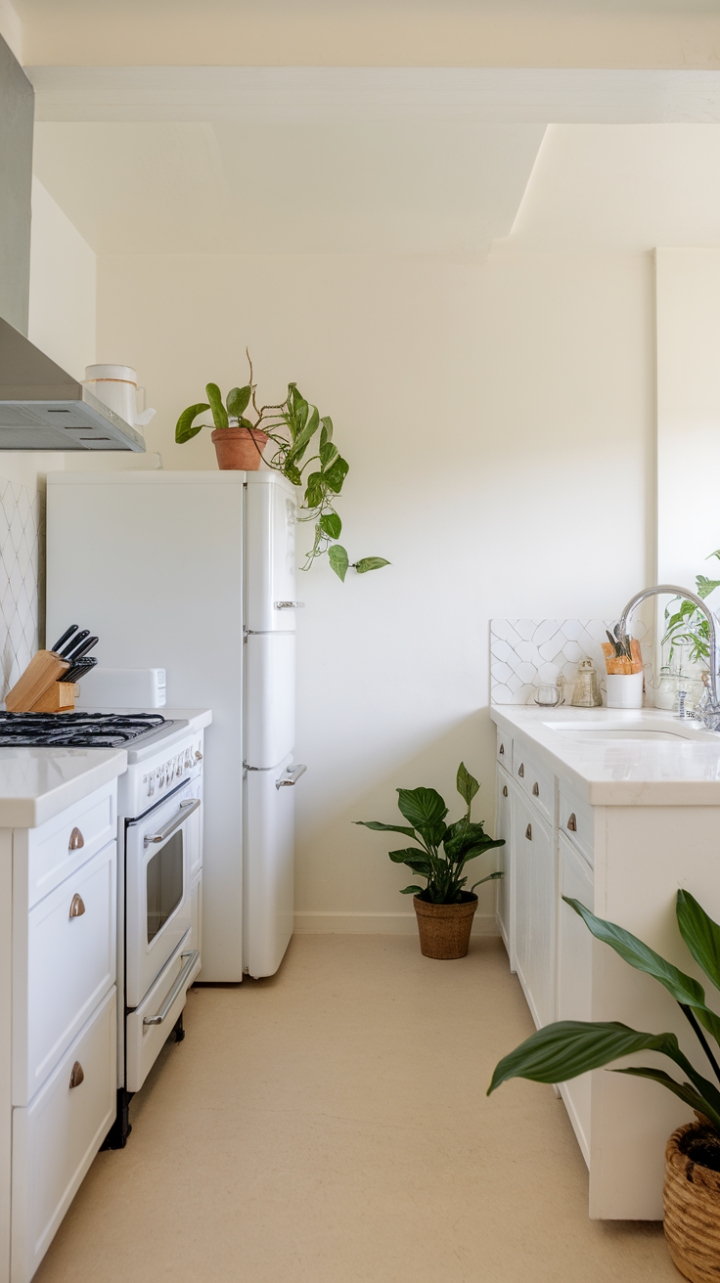 Elegant Simplicity: Crisp White Walls and Subtle Nature Touches