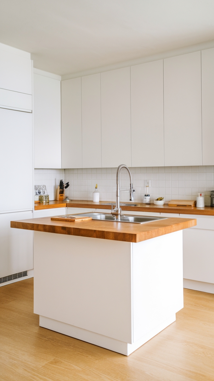 Modern Minimalism: Warm Wood and Crisp White Elegance