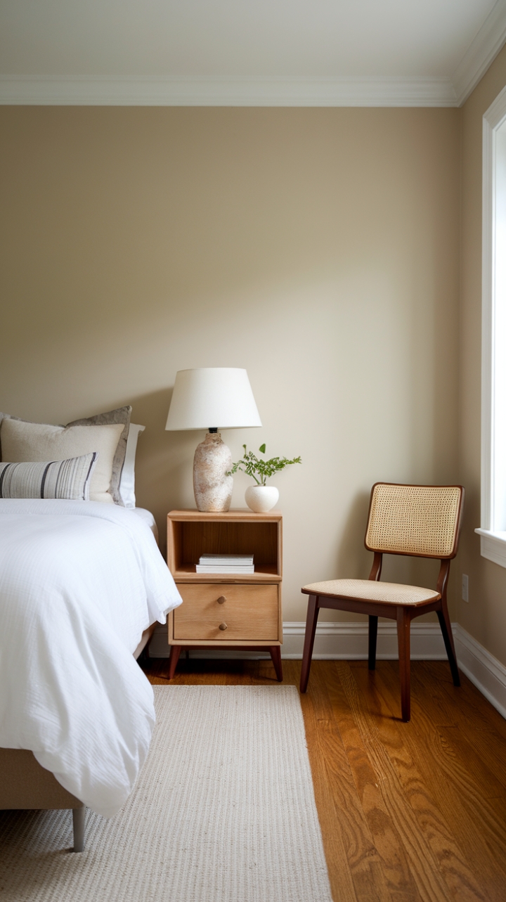 The Art of Calm: Elegant Beige and Wooden Accents in a Minimalist Retreat