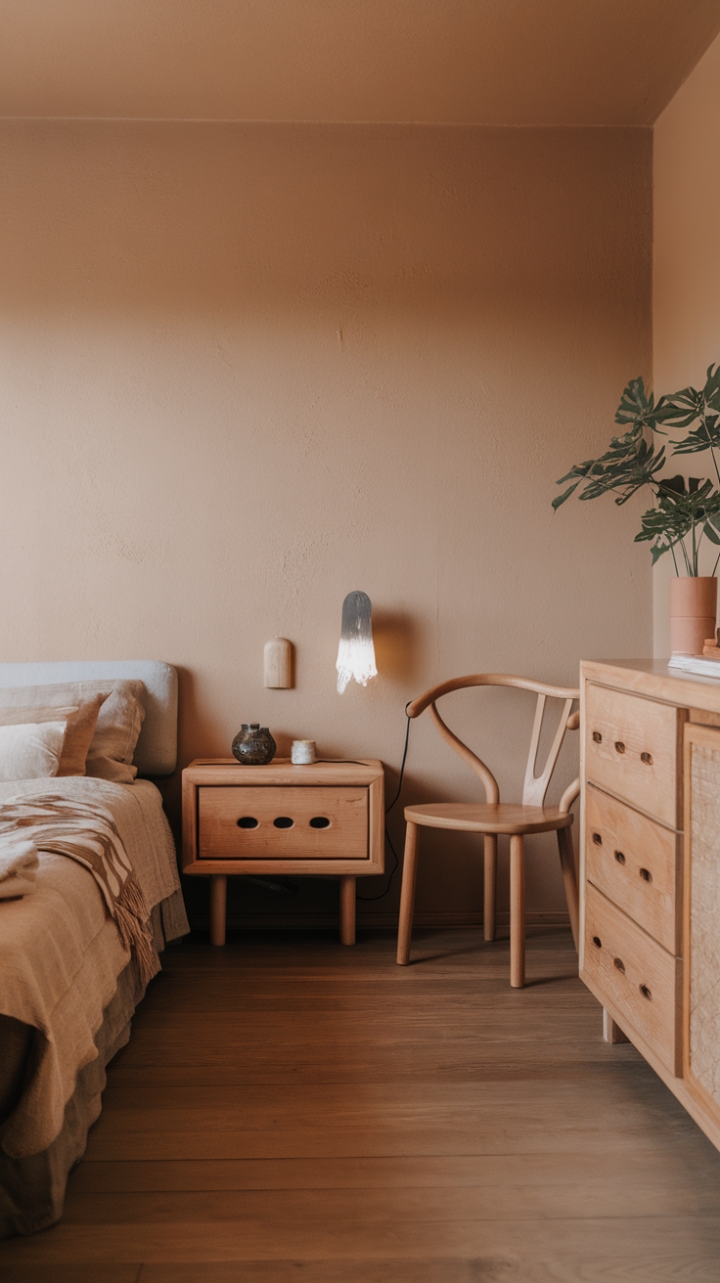 Serene Japandi Retreat: Embracing Earthy Tones and Organic Wood