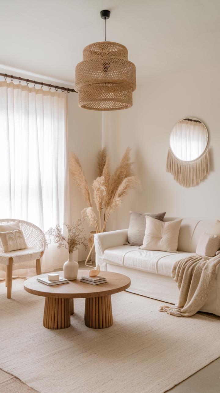 Serene Boho Retreat: Embracing Minimalist Natural Elegance
