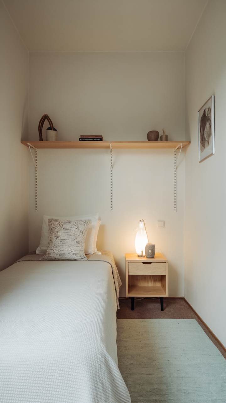 Tranquil Retreat: Clean Lines and Muted Tones in a Compact Bedroom