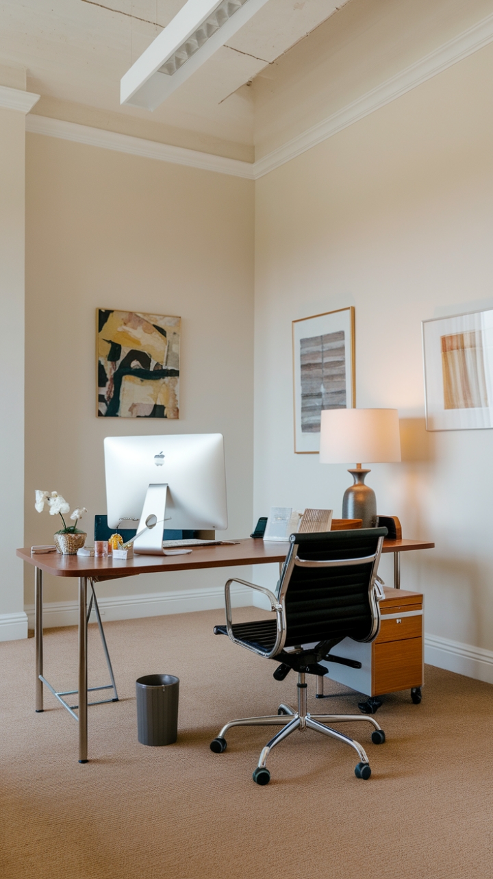 Bright and Airy Modern Workspace with Elegant Touches