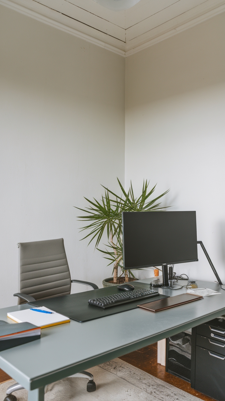 Tranquil Desk Retreat: Minimalist Design with a Touch of Calm