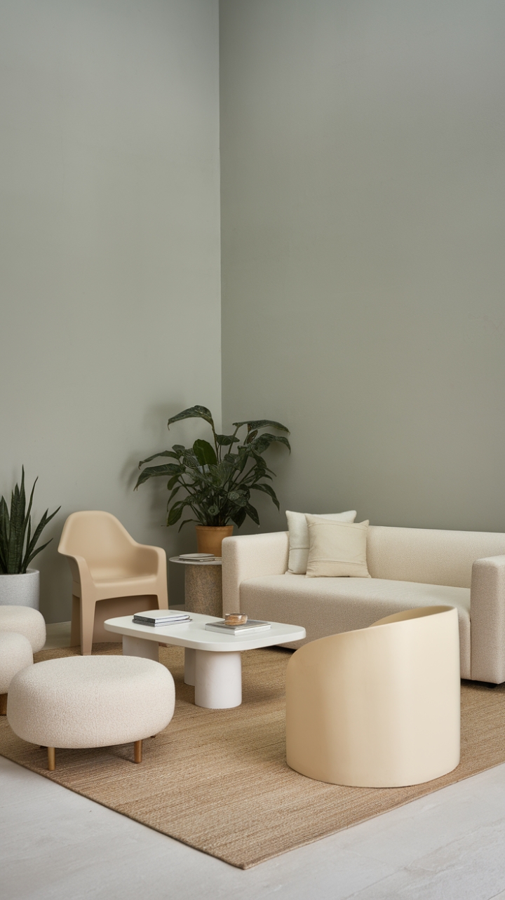 Tranquil Beige Haven Enhanced by Lush Plants