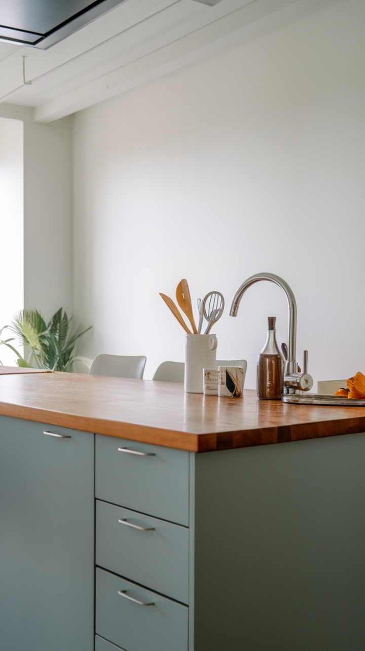Bright and Breezy: Showcasing a Sleek White Kitchen Island with Natural Light