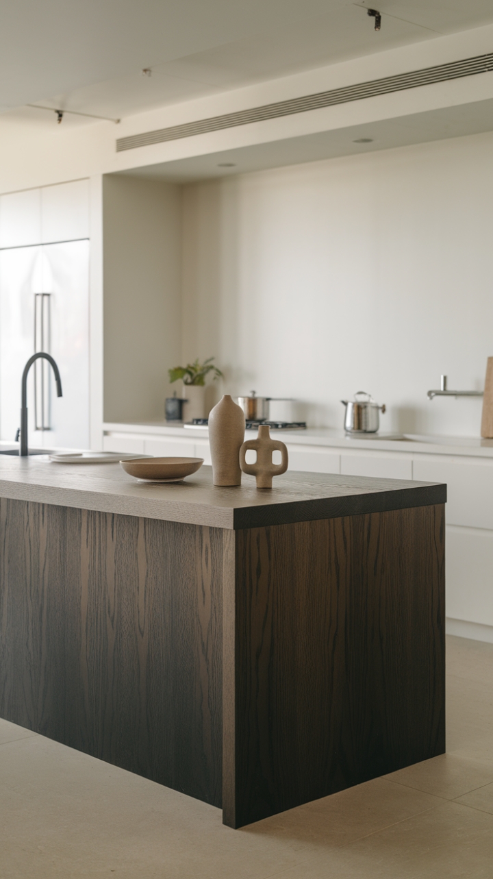 Sophisticated Simplicity: The Art of a Streamlined Dark Wood Kitchen