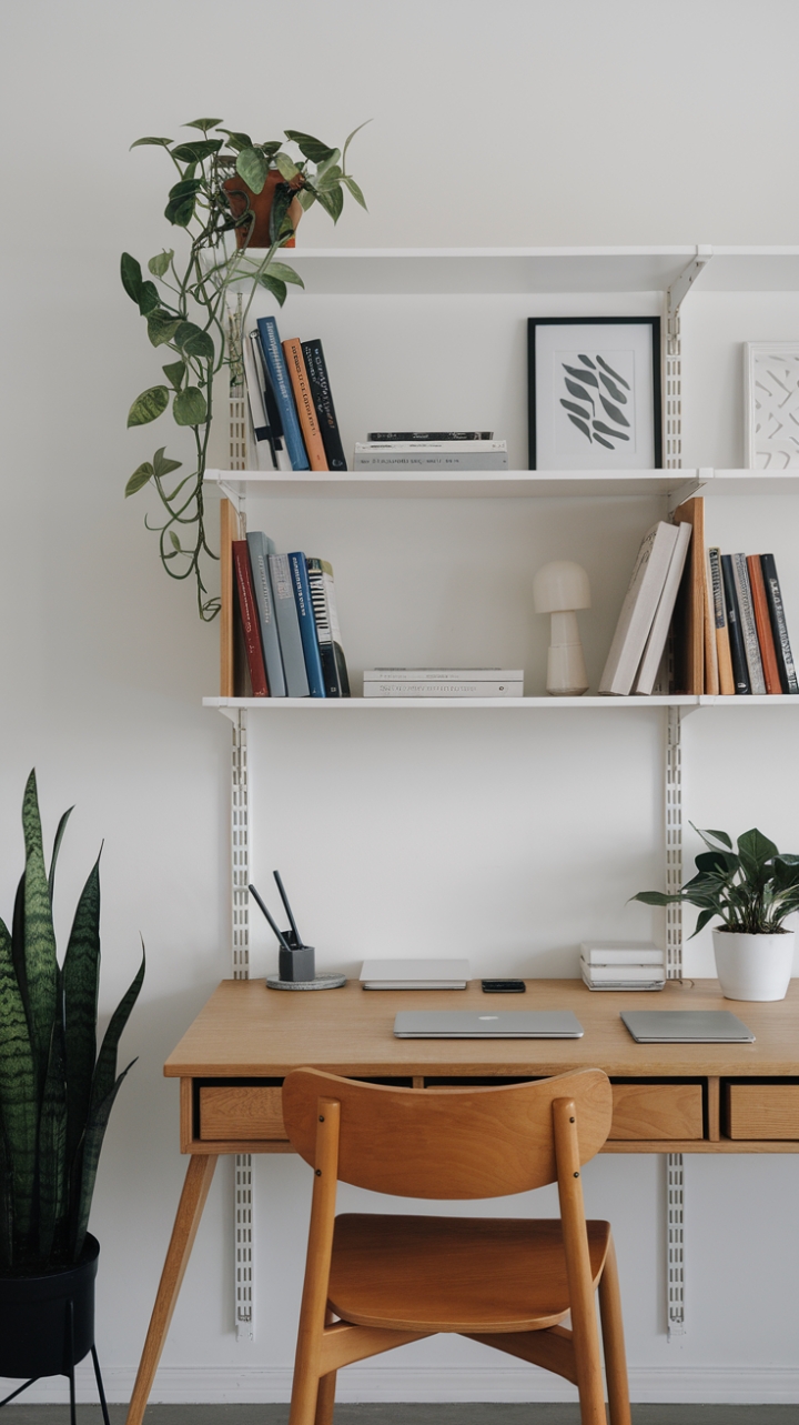 Serene Modern Workspace: Minimalist Elegance Meets Natural Inspiration