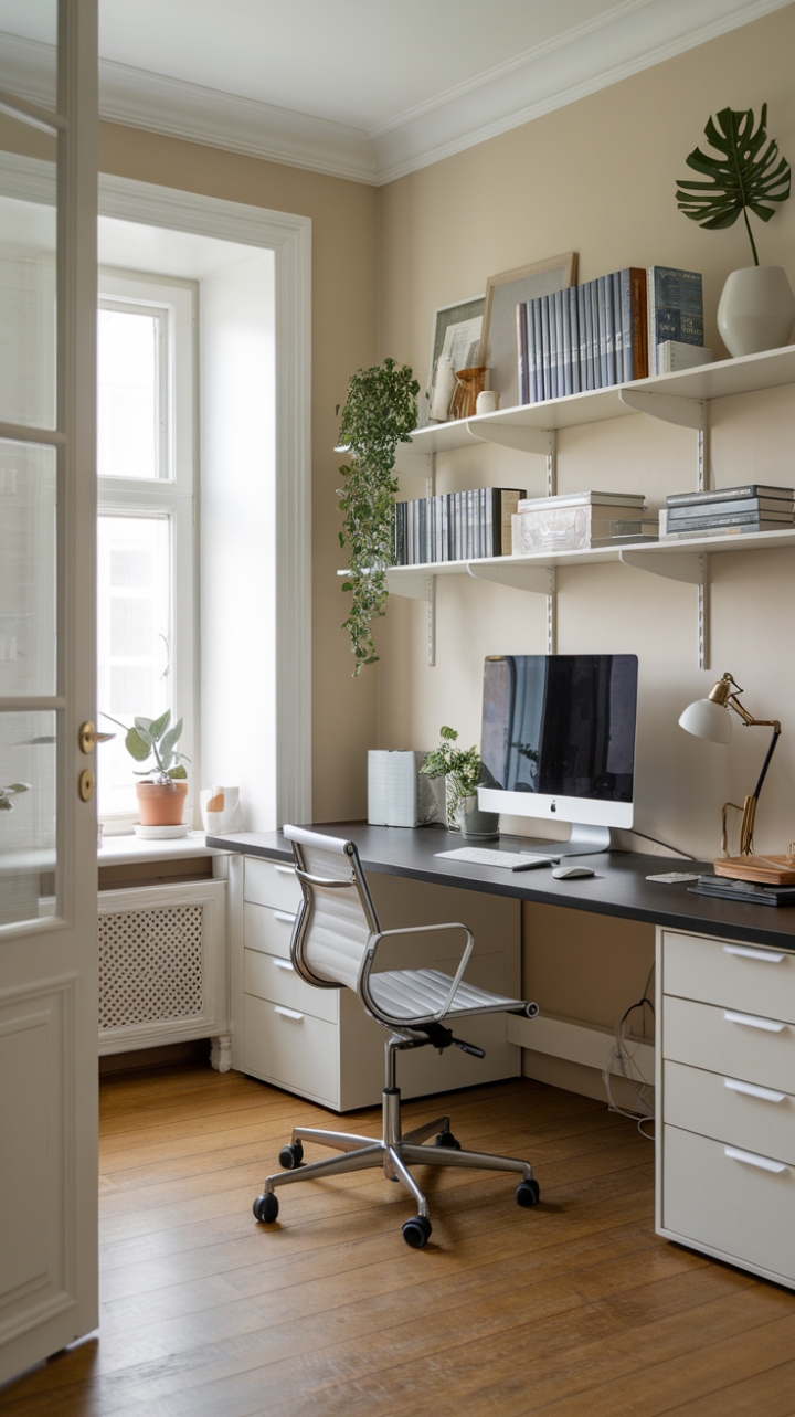Serene Beige Workspace: Elegance in Simplicity