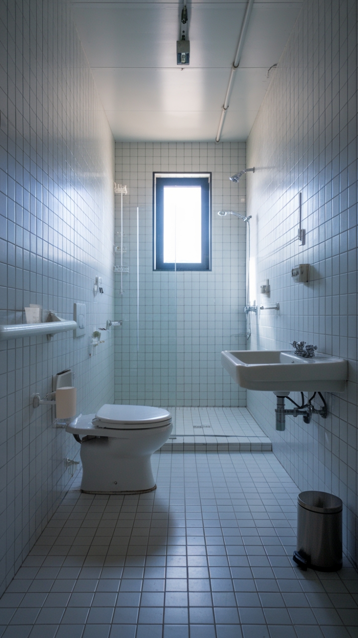 Minimalist Monochrome Bathroom: Bright, Functional Sanctuary