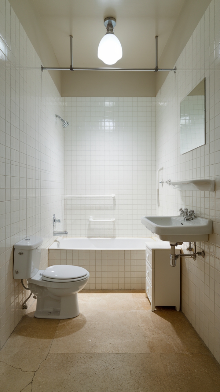 Modern Serenity: Warm Beige Tones and Sleek White Fixtures