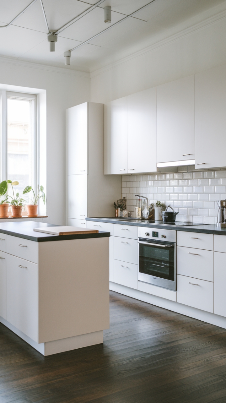 Minimalist Elegance: White and Black Scandinavian Kitchen Retreat
