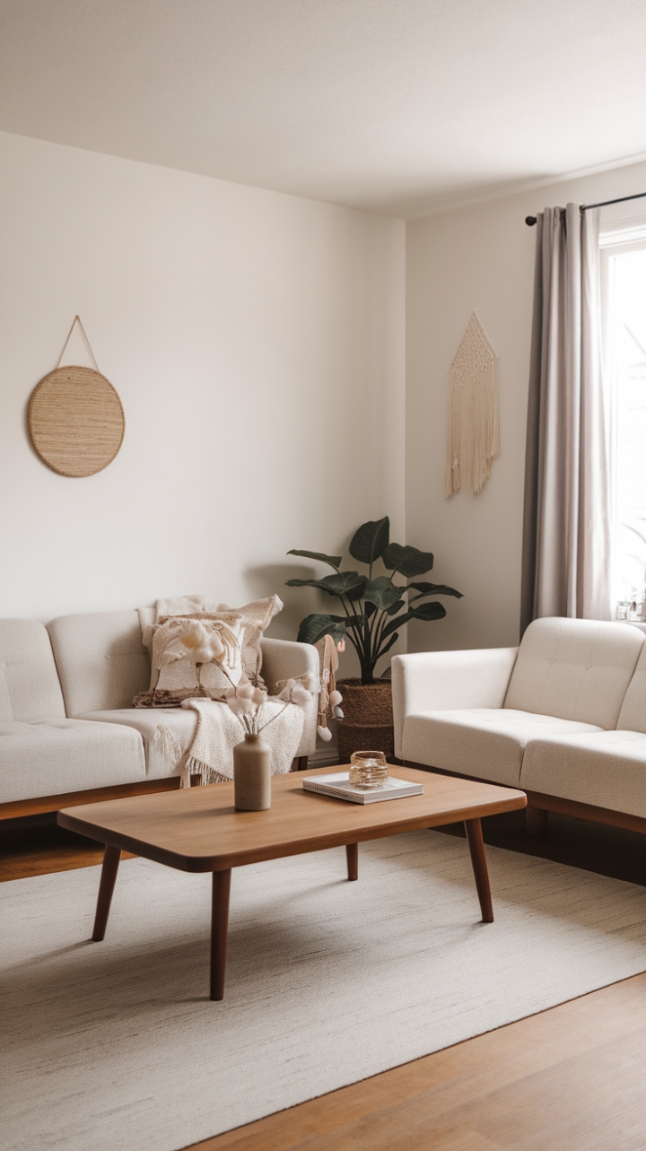 Serene Boho Sanctuary: A Minimalist Blend of Scandinavian and Earthy Elegance