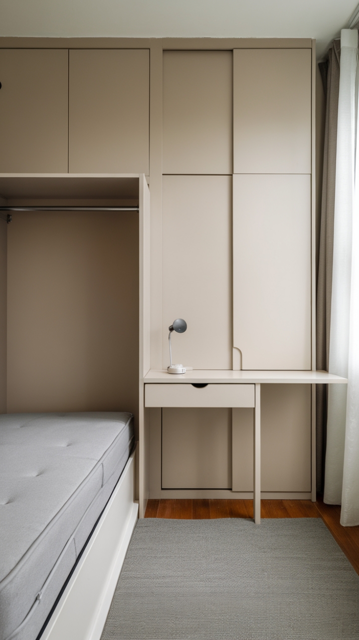 Serenity in Simplicity: A Small Bedroom's Functional Elegance