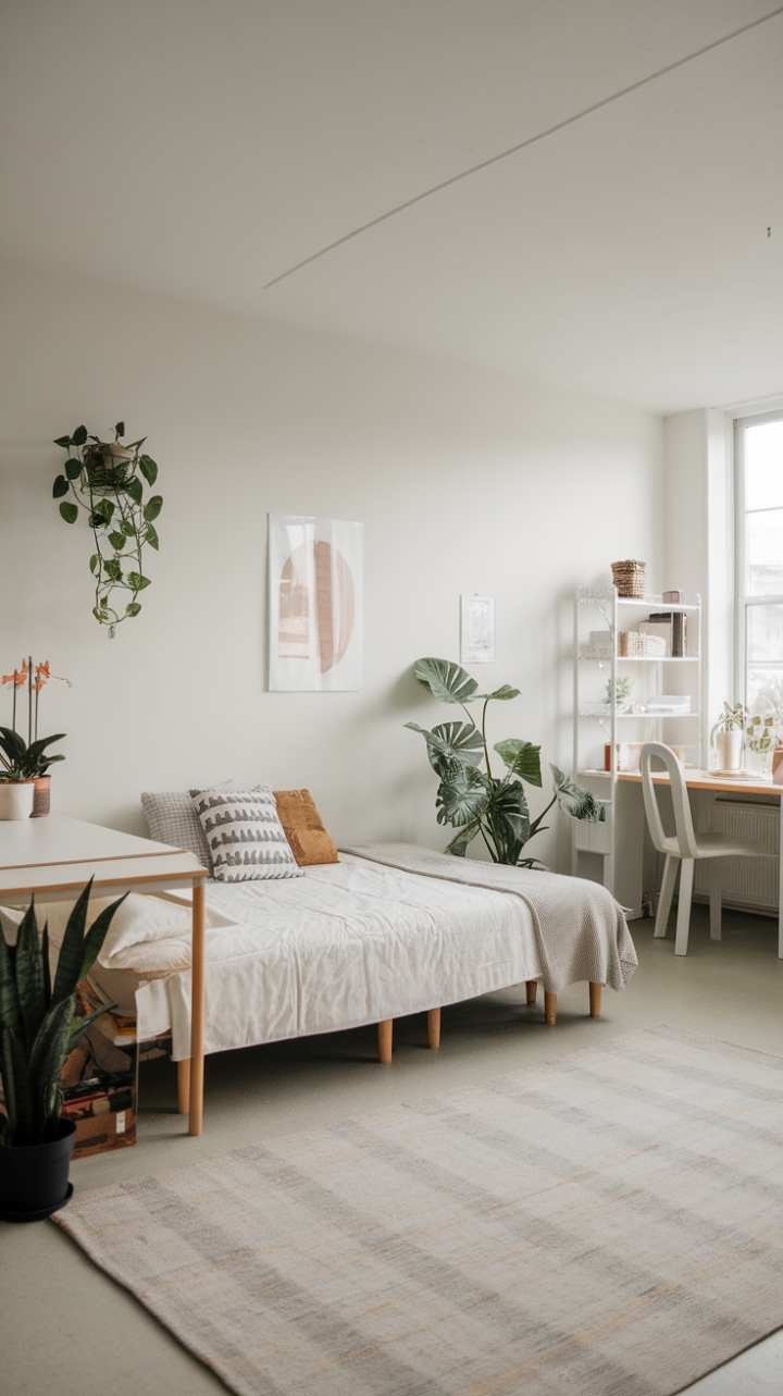 The Art of Simplicity: A Bright, Green-Accented Compact Living Space