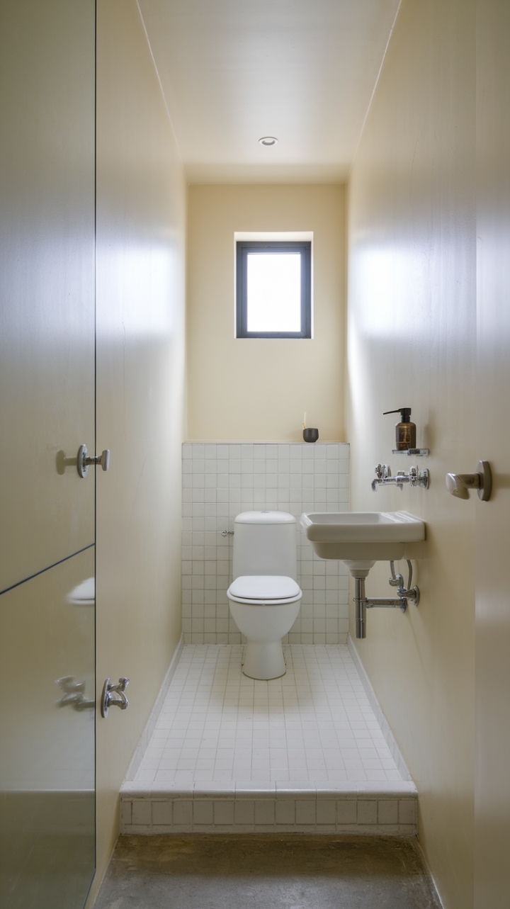 Elegant Calm: Crisp White Tiles and Streamlined Fixtures