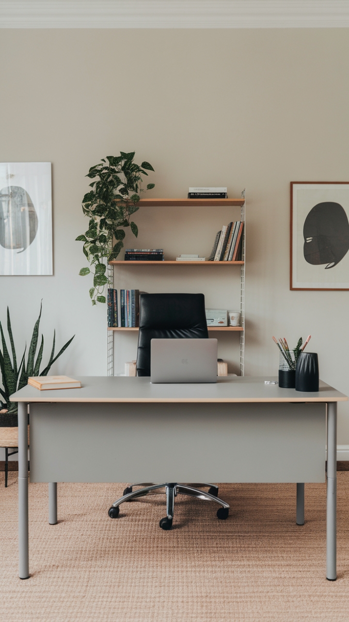 Tranquil Minimalist Office with Soft Natural Light