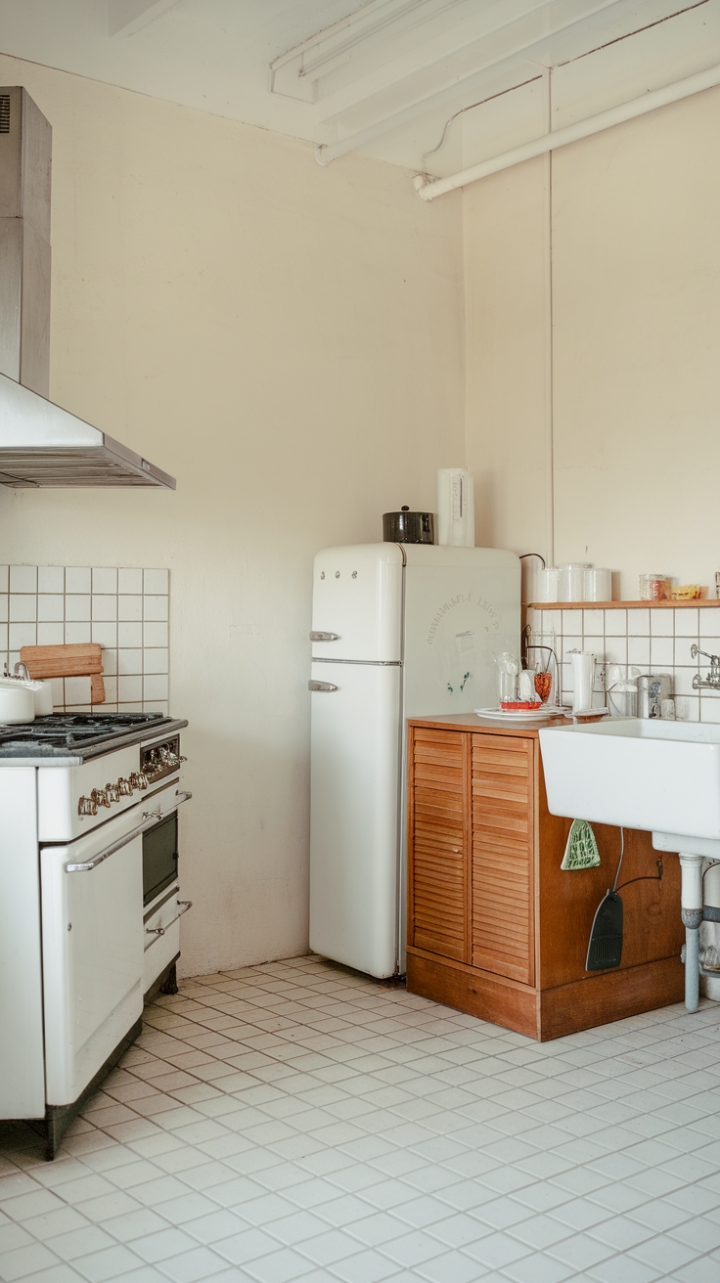 Serene White Kitchen with Warm Wooden Touches