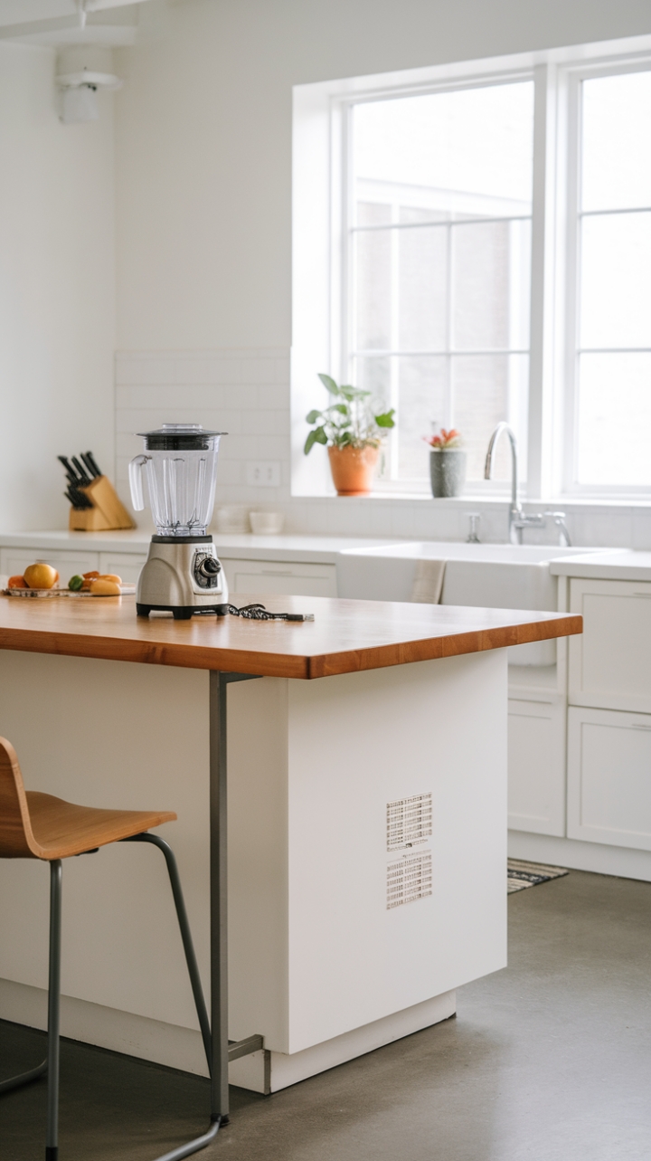 Modern White Kitchen Elegance with Warm Wood Accents