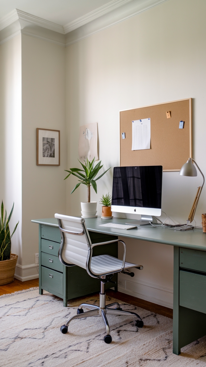 Serene White Minimalist Home Office Retreat