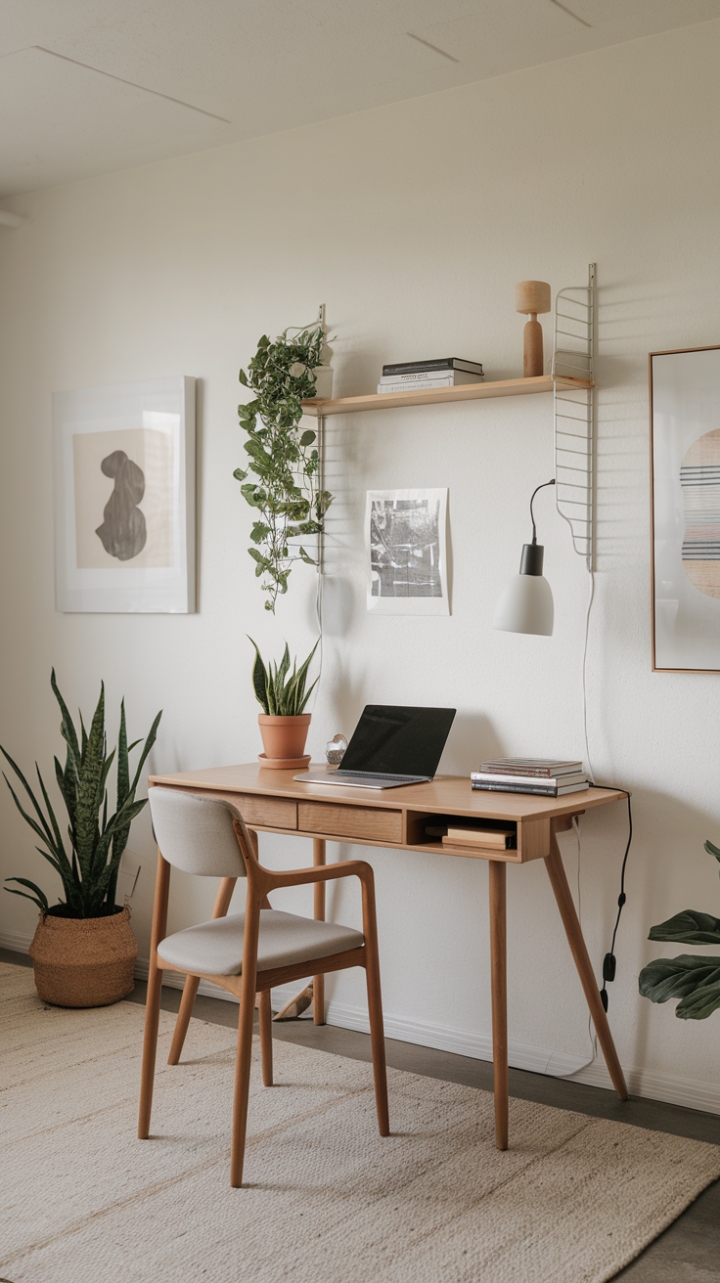 Elegant Workspace Sanctuary: Clean Lines, Cozy Charm