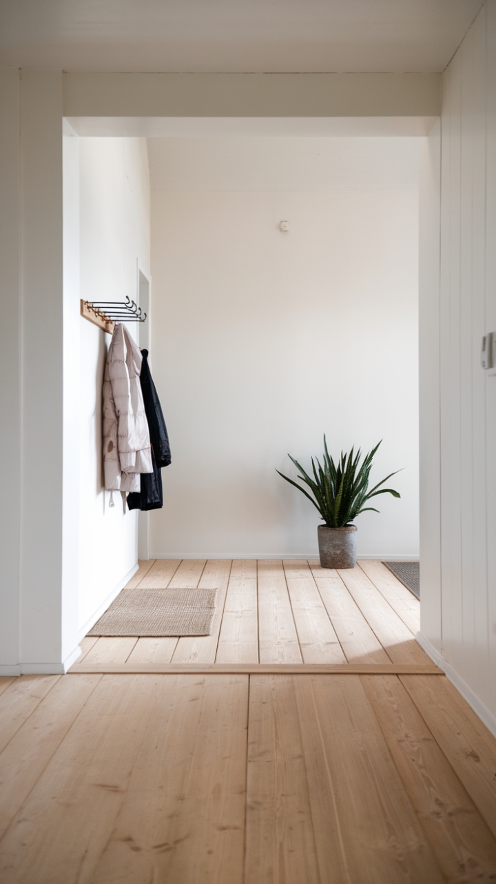 Modern Minimalist Entrance with Warm Wooden Accents
